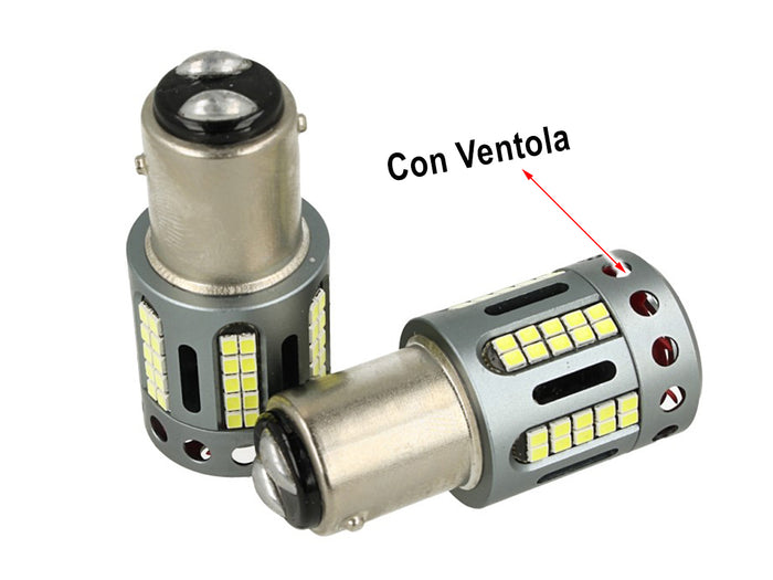 Lampada Led BAY15D 1157 100% Canbus 12V 21/5W Effettiva Bianco 6000K Con Ventola In Testa