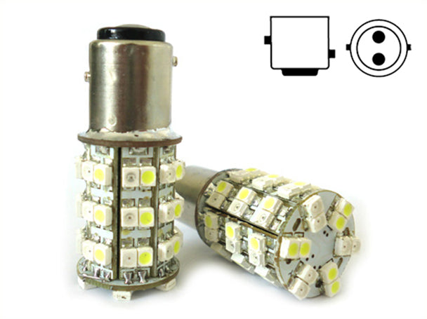 Lampada Led BAY15D 1157 P21/5W 60 Smd Bi Color Bianco Arancione Luce Freccia