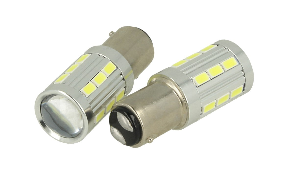 Lampada Led BAZ15D 1157 P21/4W 12V 24V 21 Smd 5730 Super Bianco Luminoso Piedi Storti Asimmetrica