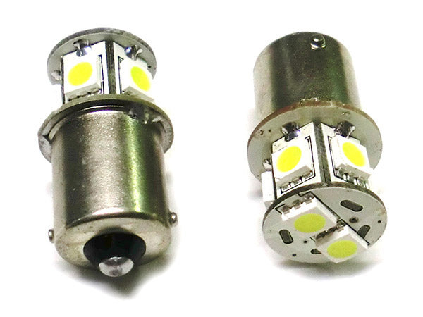 Lampada Led Canbus BA15S G18,5 R5W R10W No Errore Bianco 12V Luci Posizione Piedi Dritti 7 Smd 5050