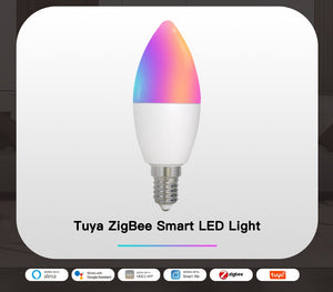 Lampada Led E14 ZigBee 3.0 Smart WiFi 5W RGB CCT Dimmerabile APP Compatible Amazon Alexa Google Home