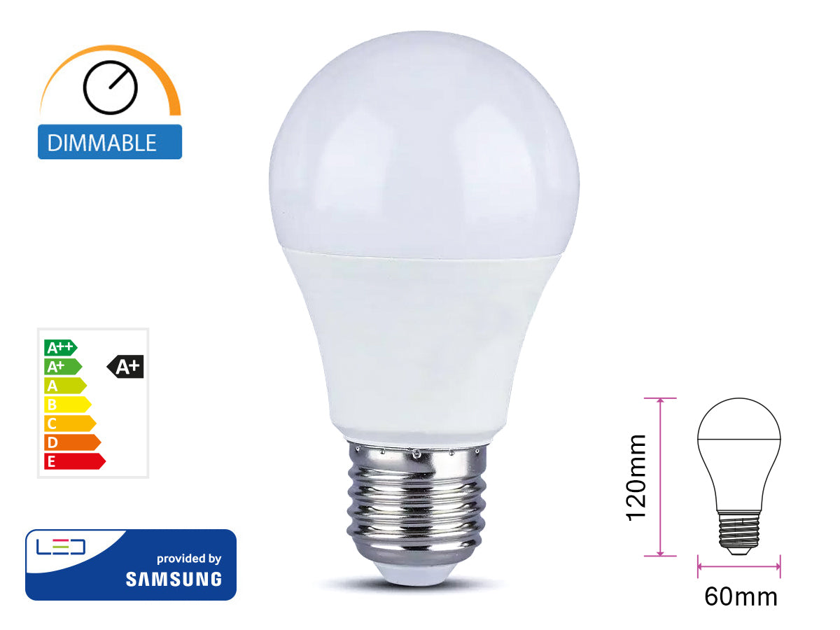 Lampada Led E27 A60 12W 1055 LM Caldo 3000K Dimmerabile Chip Samsung SKU-20044