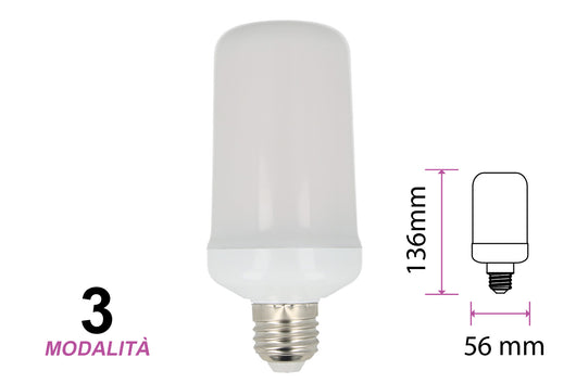 Lampada Led E27 Effetto Fiamma Finta Fuoco Tremolante Decorativa Vintage 3 Mode 6W 1700K Luce Fissa Breathing Light