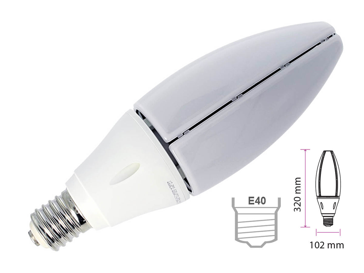 Lampada Led E40 UFO Ovale 60W 220V Bianco Neutro Chip Samsung Per Lampione Giardino Faro Industriale SKU-21187