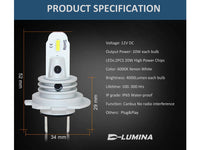 Lampada Led H7 12V 20W Fendinebbia IP65 Bianco 6000K 2000LM 360 Gradi Canbus Slim