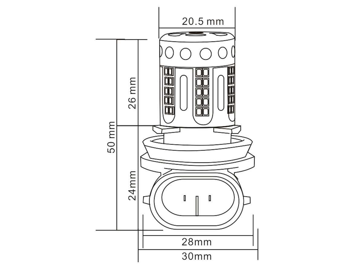 Lampada Led H8 H11 12V 21W Canbus Bianco Con Ventola In Testa Per Luce Fendinebbia