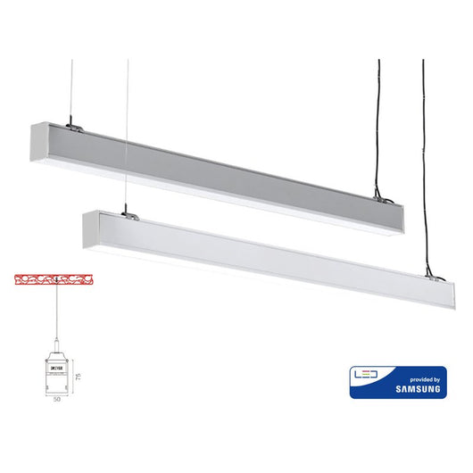 Lampada Led Lineare A Sospensione 40W UGR 19 Colore Silver Alluminio Neutro 4000K Dimmerabile 0-10V Allungabile Linkable Fino a 12 Metri SKU-21384