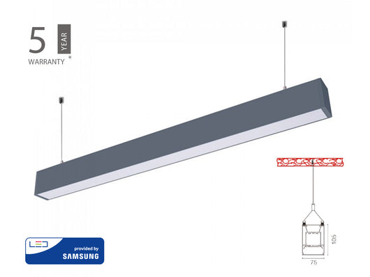 Lampada Led Lineare A Sospensione 60W Corpo Nero Doppia Illuminazione UP-DOWN Dimmerabile 1-10V SKU-379