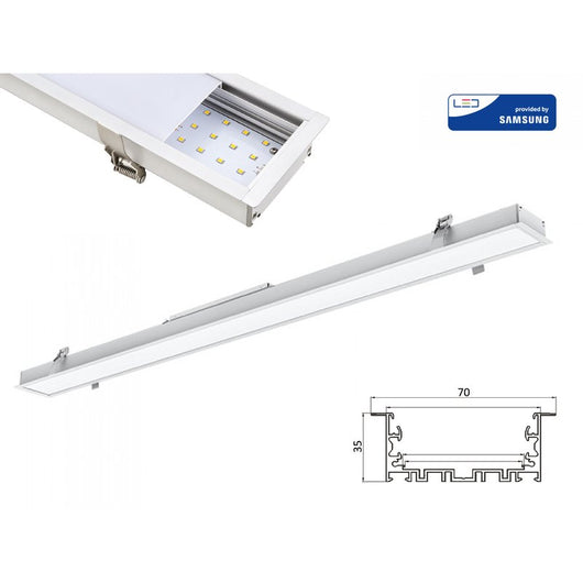 Lampada Led Lineare Da Incasso 40W 4000K 1211mm Allungabile Fino a 12 Metri Corpo Bianco SKU-381