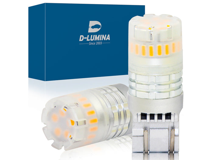 Lampada Led T20 7443 7440 Canbus Arancione Ambra 12V No Polarita IP67 Illuminazione 360 Gradi