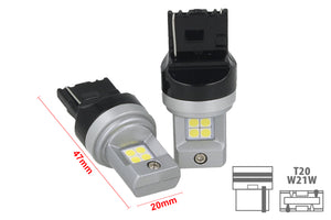 Lampada Led T20 W21W 7440 8 Smd 3030 Super Bianco Luminoso Senza Polarita 12V 8W Dimensione Ridotta Come Originale