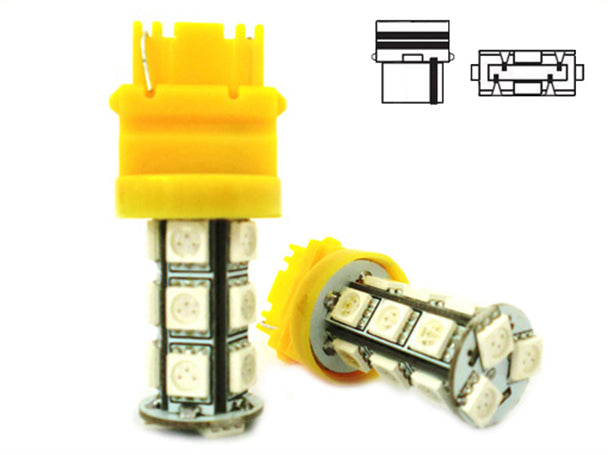 Lampada Led T25 3156 P27W 18 Smd 5050 Arancione 12V Auto W2.5x16d