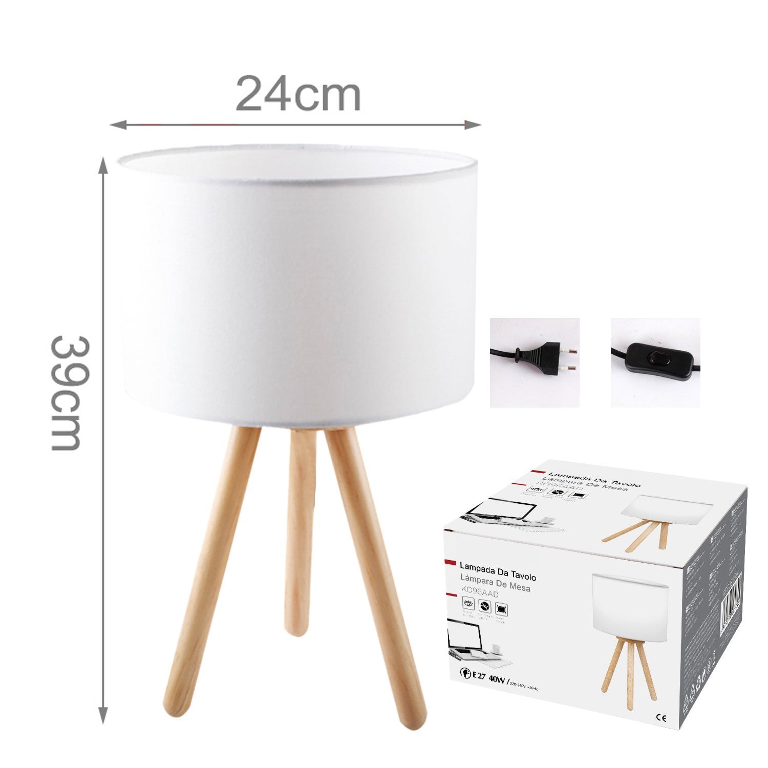 Lampada da Tavolo E27 40W Lampadario da Scrivania per Lampada LED E27 (Non Incluso) Paralume Protezione Occhi e Luce Confortevole 39cm