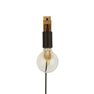 Lampada da parete Woody Plug In - Legno naturale e metallo nero