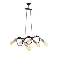 Lampada da soffitto Derbent MDL3938 in metallo nero con sei porta lampade