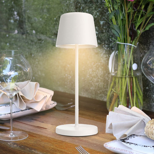 Lampada senza fili da tavolo moderna IP65 ricaricabile USB luce TOUCH dimmerabile atmosfera tavolini bar ristorante BIANCO