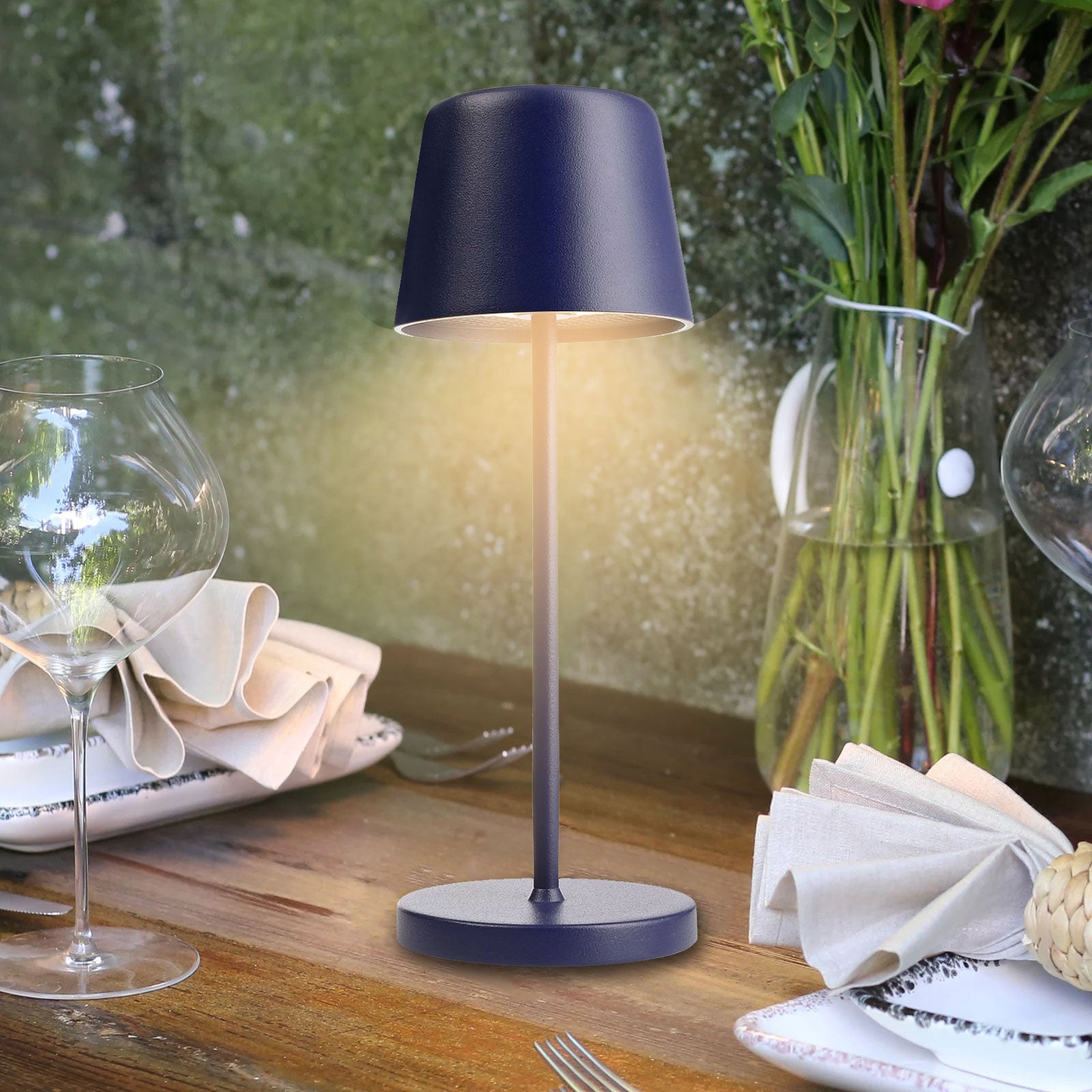 Lampada senza fili da tavolo moderna IP65 ricaricabile USB luce TOUCH dimmerabile atmosfera tavolini bar ristorante BLU