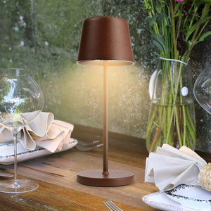 Lampada senza fili da tavolo moderna IP65 ricaricabile USB luce TOUCH dimmerabile atmosfera tavolini bar ristorante MARRONE