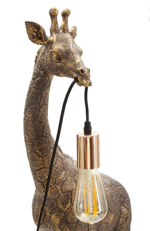 Lampada da tavolo con giraffa oro antico 40x22x80cm