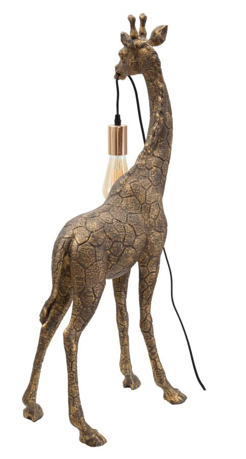 Lampada da tavolo con giraffa oro antico 40x22x80cm