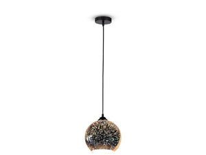 Lampadario Led a Sospensione Campana in Vetro Colore Cromo Specchio con Effetto 3D Diametro 20cm Attacco E27 SKU-40121