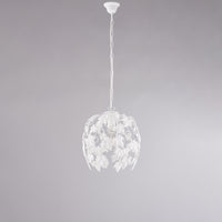 Lampadario in ferro laccato bianco con decorazione effetto shabby chic e strass in cristallo 1 luce