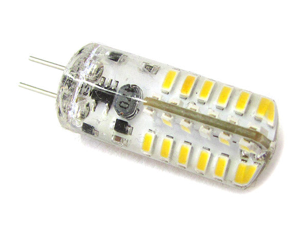 Lampadina LED Bispina G4 48 SMD 3014 DC 12V 3W 360 Gradi Con Silicone Bianco Neutro 4200K