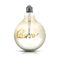 Lampadina LED E27 5W G125 Filamento Ambrato Scritta Love 2200K