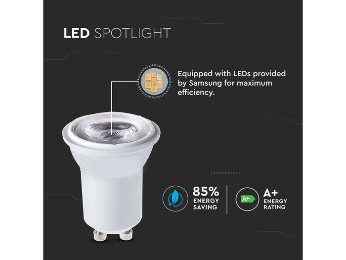 Lampadina Led Mini GU10 Piccolo 35mm 2W Neutro 4000K 38 Gradi Satinata Chip Smd Samsung Garanzia 5 Anni SKU-21870