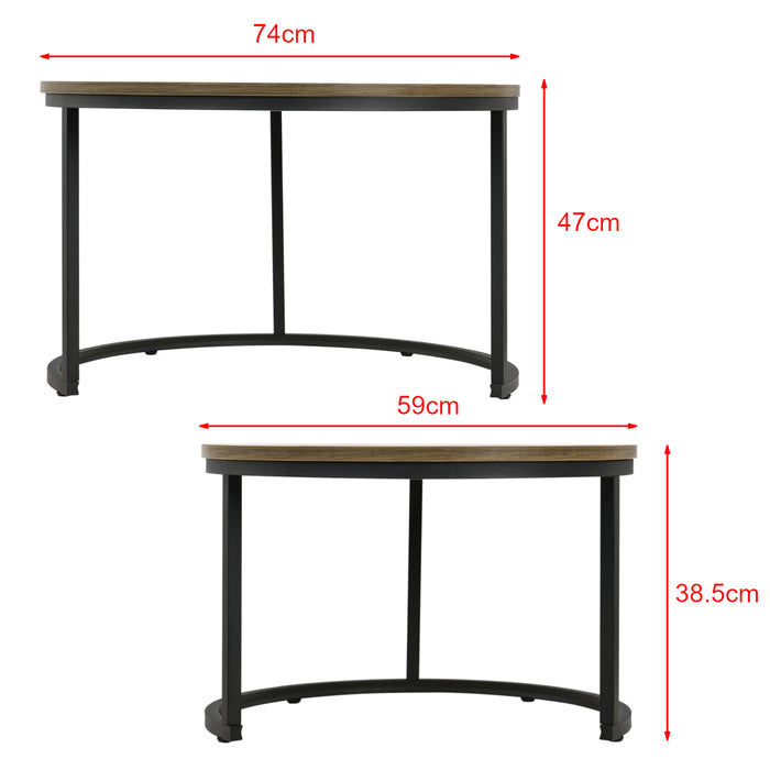 Set Christchurch da 2 Tavolini Bassi Sovrapponibili con Piano Rotondo - Effetto Legno [en.casa]