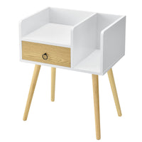 [en.casa] Comodino con Cassetto e 2 Scompartimenti 64 x 50 x 36 cm Portaoggetti Tavolino da Salotto - Bianco