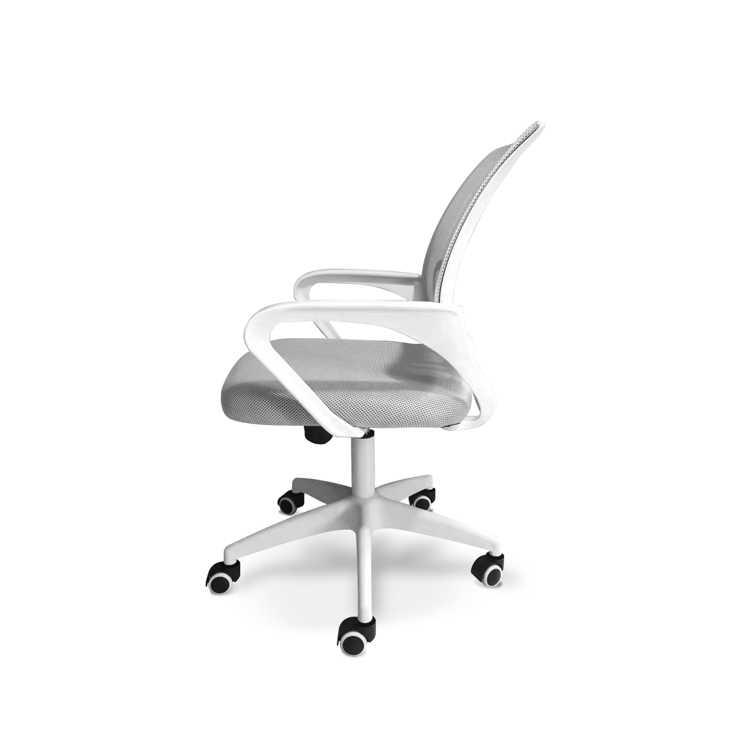 Lara - Sedia da ufficio ergonomica ad altezza regolabile con ruote girevoli - colore bianco e grigio