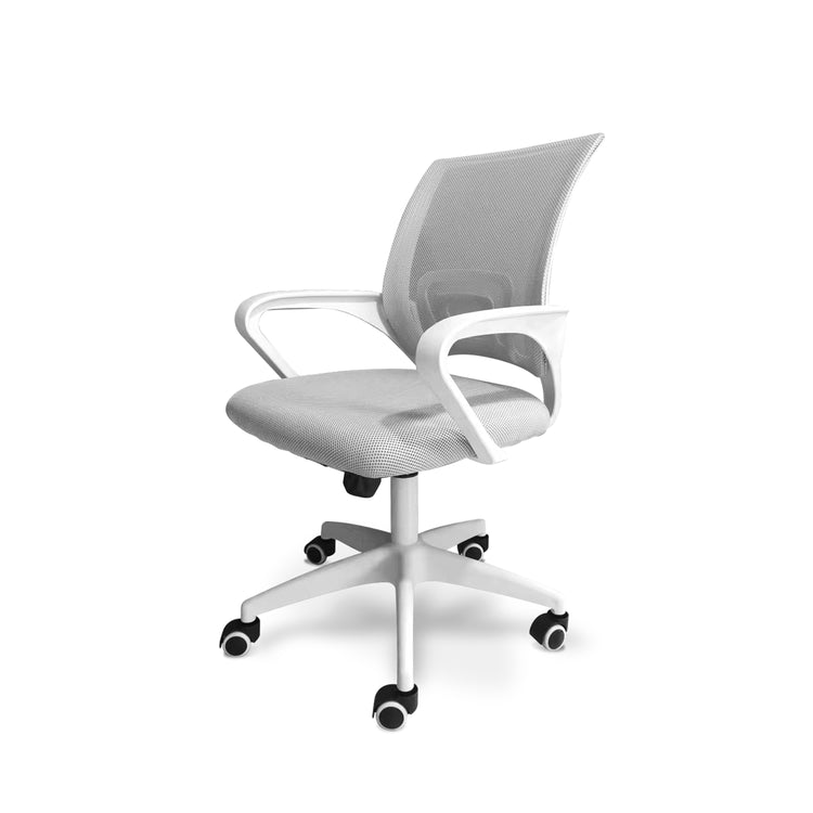 Lara - Sedia da ufficio ergonomica ad altezza regolabile con ruote girevoli - colore bianco e grigio