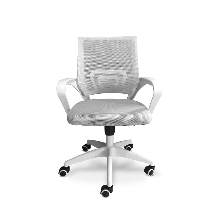 Lara - Sedia da ufficio ergonomica ad altezza regolabile con ruote girevoli - colore bianco e grigio