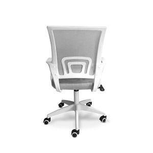 Lara - Sedia da ufficio ergonomica ad altezza regolabile con ruote girevoli - colore bianco e grigio