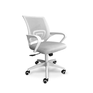 Lara - Sedia da ufficio ergonomica ad altezza regolabile con ruote girevoli - colore bianco e grigio