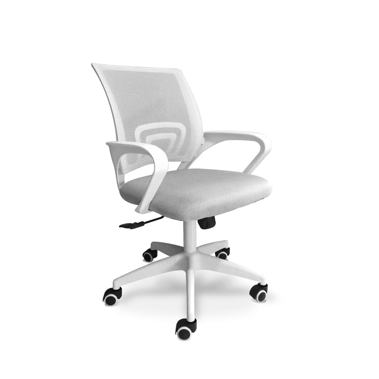 Lara - Sedia da ufficio ergonomica ad altezza regolabile con ruote girevoli - colore bianco e grigio