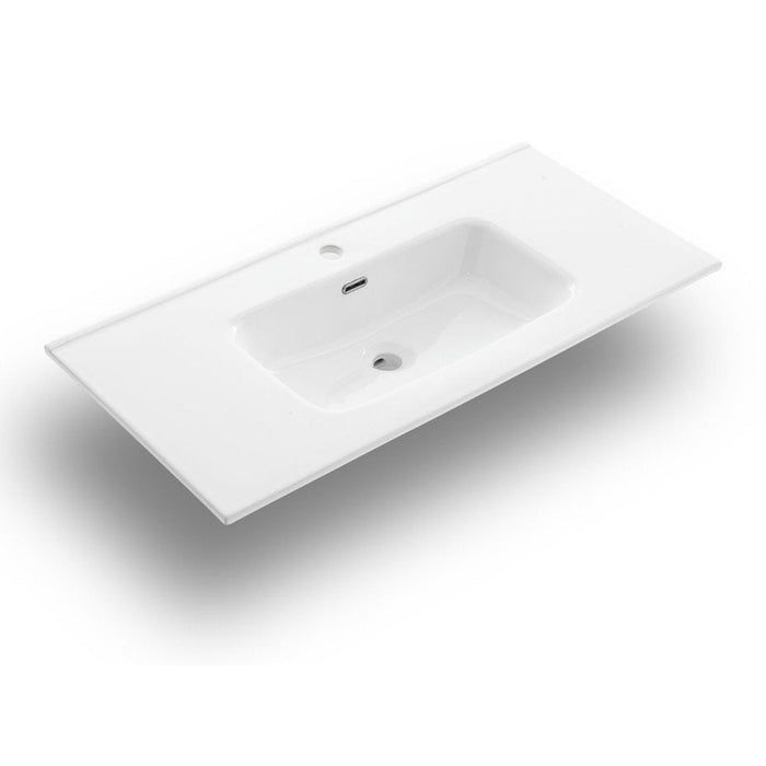 Lavabo da incasso una vasca tonda bianco in ceramica 120x46,5 cm