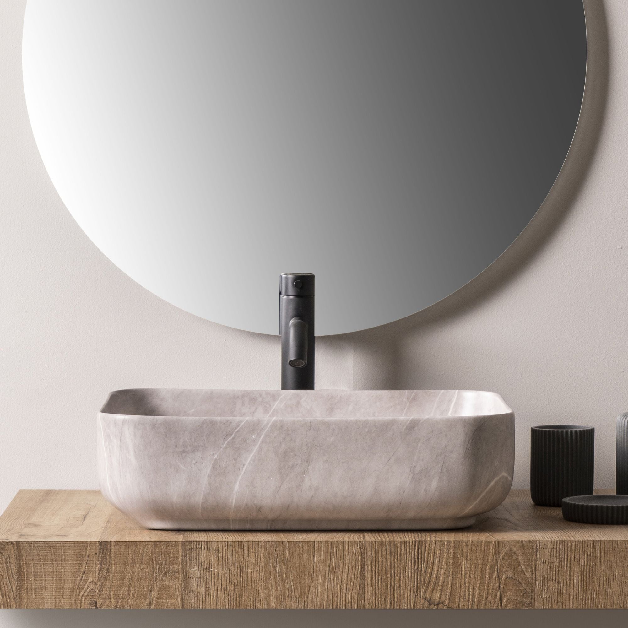 Lavabo da appoggio effetto marmo grigio 50×38,5 cm