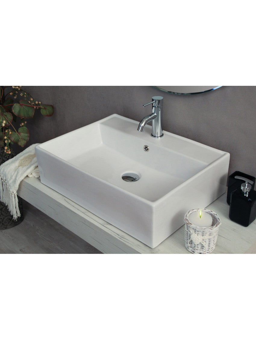 Lavabo da appoggio con troppo pieno 58x45x15 cm bianco Mues Tile