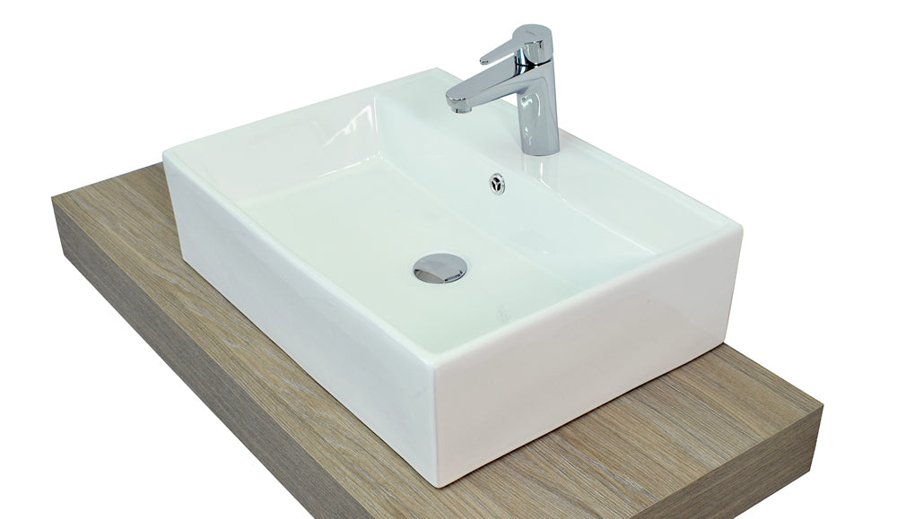 Lavabo da appoggio con troppo pieno 58x45x15 cm bianco Mues Tile