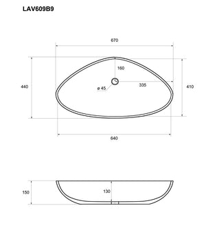 Lavabo da appoggio con troppo pieno 67x44x15cm bianco Mues Joy