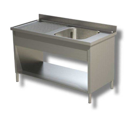 Lavello 100x60x85 acciaio inox 304 su fianchi ripiano cucina ristorante RS8283