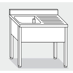 Lavello 100x60x85 acciaio inox 304 su gambe cucina ristorante RS5549