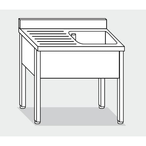 Lavello 100x60x85 acciaio inox 304 su gambe cucina ristorante RS5550