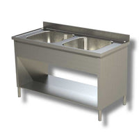 Lavello 100x60x85 acciaio inox 430 su fianchi ripiano cucina ristorante RS4789