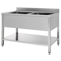 Lavello 100x60x85 acciaio inox 430 su gambe ripiano cucina ristorante RS4689