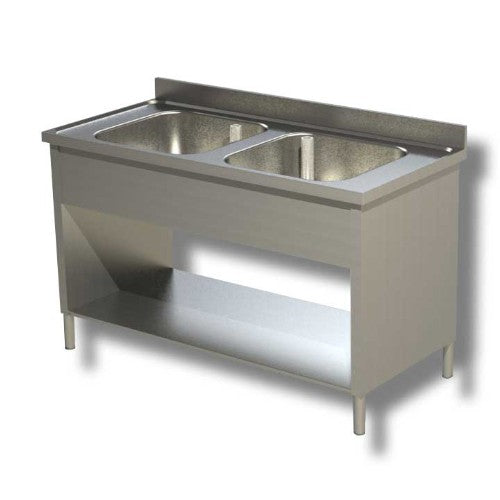 Lavello 100x70x85 acciaio inox 304 su fianchi ripiano cucina ristorante RS8347