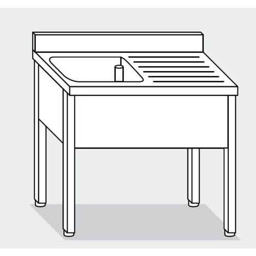 Lavello 100x70x85 acciaio inox 304 su gambe cucina ristorante RS5551