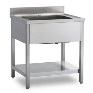 Lavello 100x70x85 acciaio inox 430 su gambe ripiano cucina ristorante RS4762